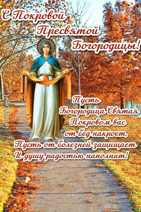 Пусть Богородица Святая Покровом вас от бед и болезней накроет!